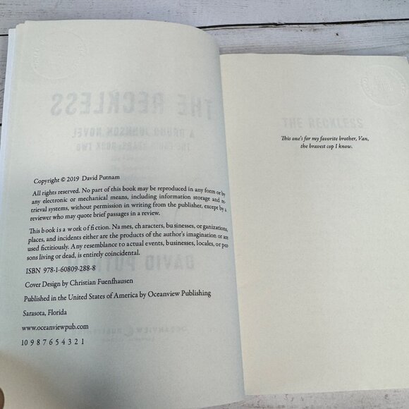 The Reckless David Putnam Signed ARC 2019 Advance Reading Copy Bruno Johnson - Picture 6 of 6